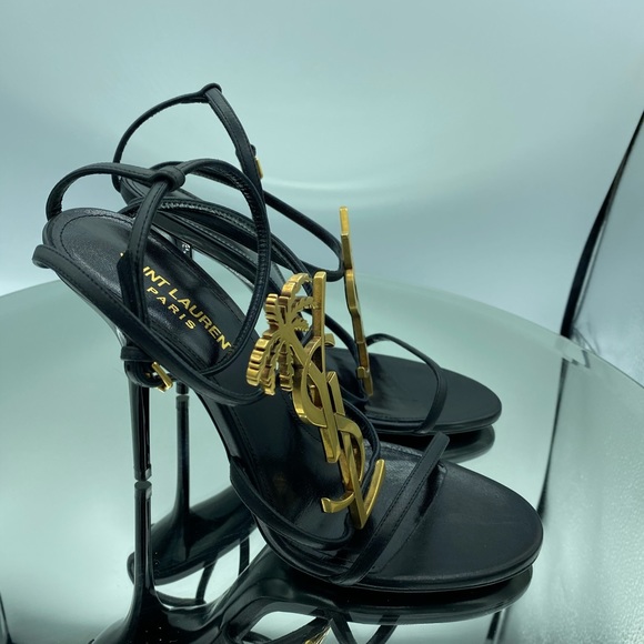 Saint Laurent Cassandra 100mm Black Sandal - Picture 3 of 8
